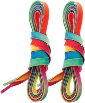 1 Pair Ice Hockey Laces Flat Shoe Laces Rainbow Waxed Design for Hockey Skates Casual Shoes