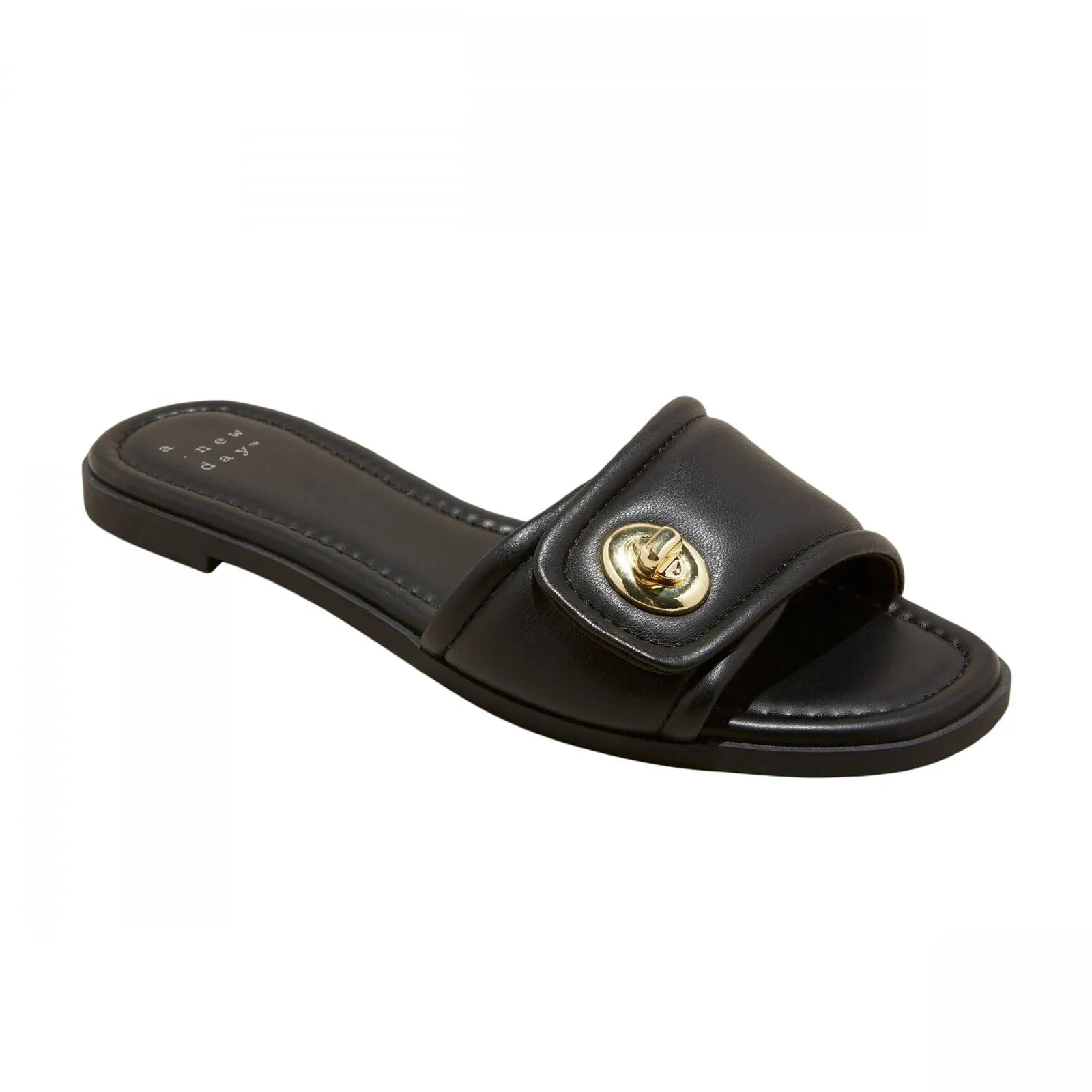 A New Day Womens Audrey Slide Sandals 89998708 Black 7.5M