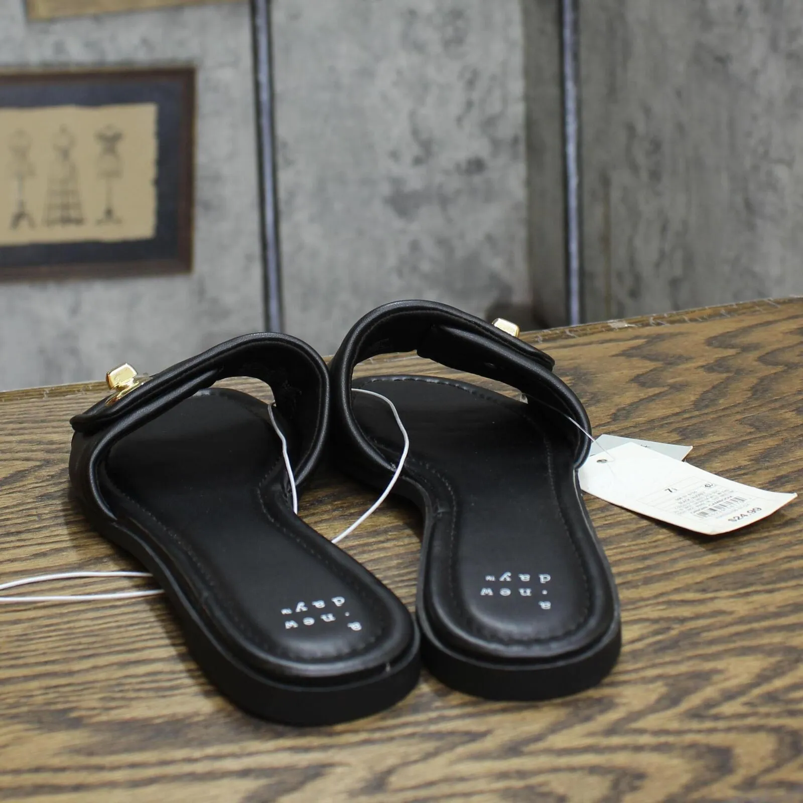 A New Day Womens Audrey Slide Sandals 89998708 Black 7.5M