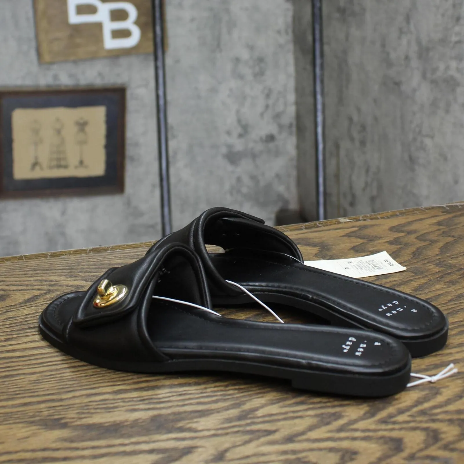 A New Day Womens Audrey Slide Sandals 89998708 Black 7.5M