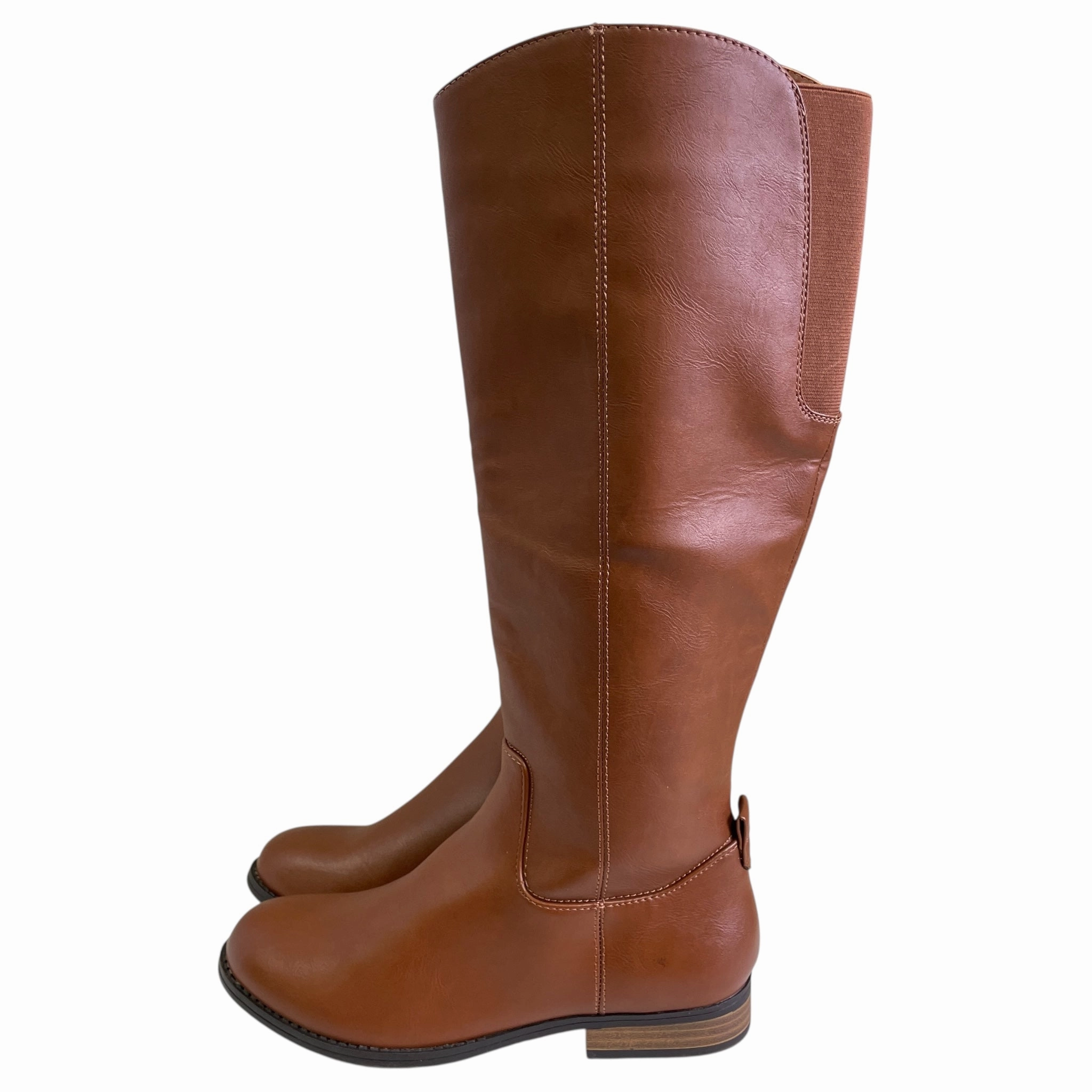 Boots Knee Flats By Universal Thread In Tan, Size:7 Traction Lug Pattern Hyperlock Heel Support