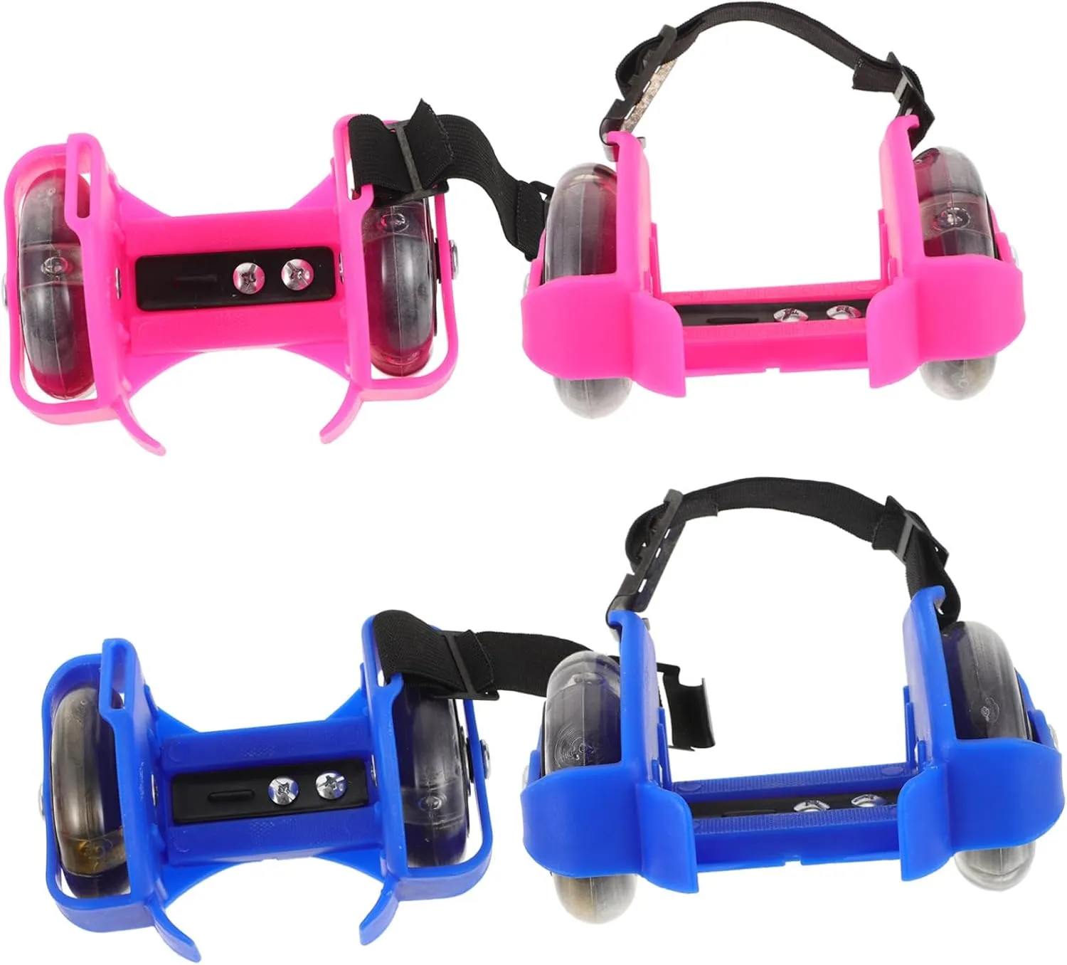 Adjustable Skating Shoes 2 Pairs of Roller Skates Glow-in-The-Dark Wheels for Boys and Girls' Outdoor Fun and Exercise