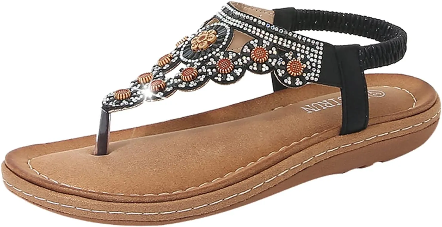 Adjustable Strap Flat Sandals for Women Comfortable Ankle Strap Outdoor Walking Shoes Breathable Casual Sandals