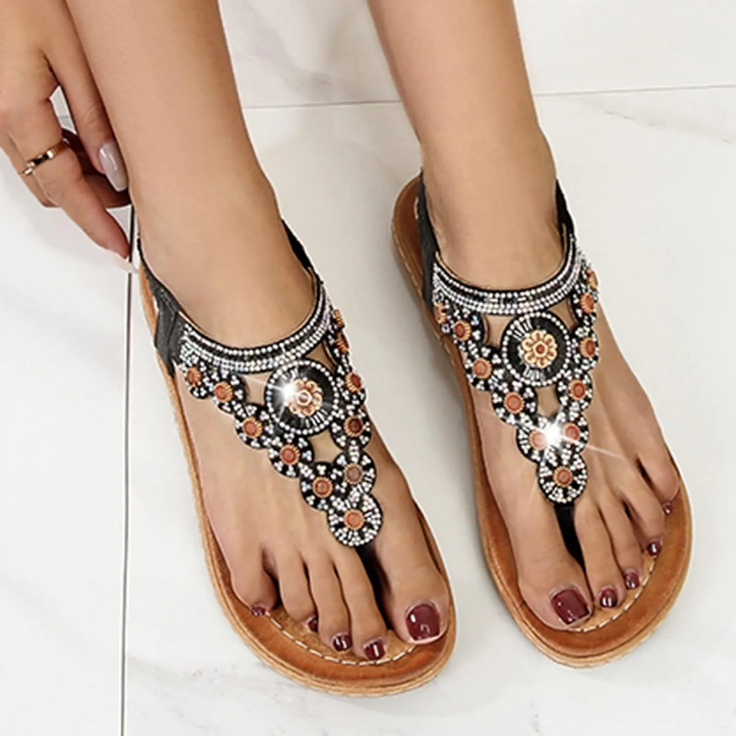 Adjustable Strap Flat Sandals for Women Comfortable Ankle Strap Outdoor Walking Shoes Breathable Casual Sandals