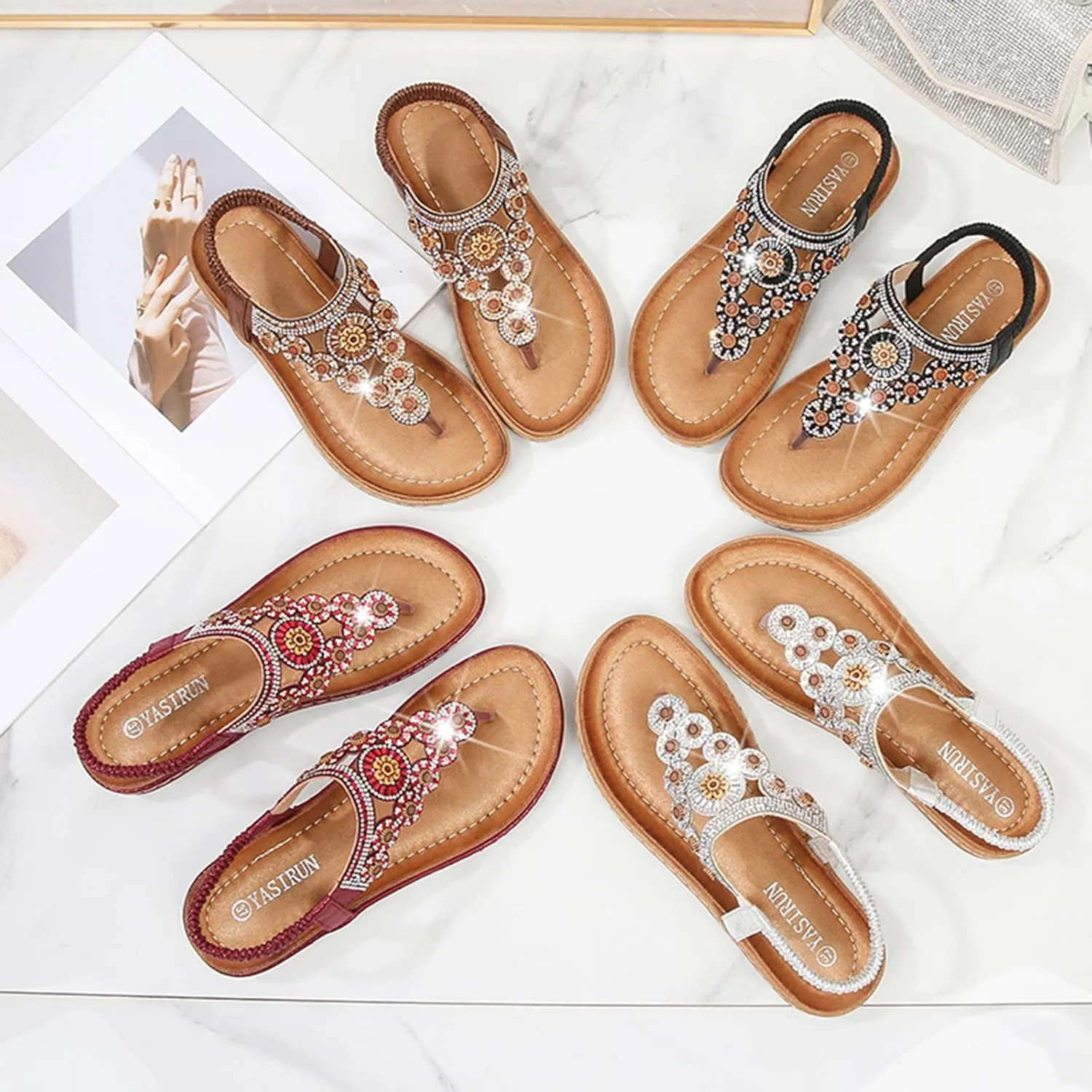 Adjustable Strap Flat Sandals for Women Comfortable Ankle Strap Outdoor Walking Shoes Breathable Casual Sandals