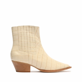 Briani Crocodile Embossed Leather Bootie Pilates Cool Canvas Cool
