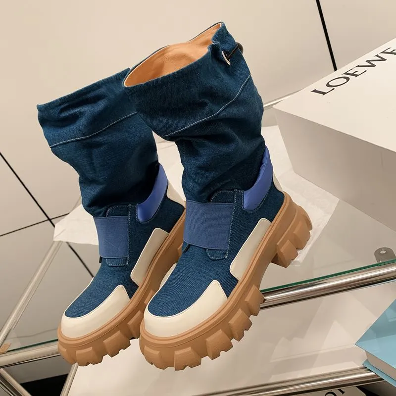 Aislinn Denim Platform Boots