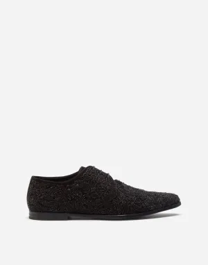 All-Over Embroidery Suede Derby Shoes