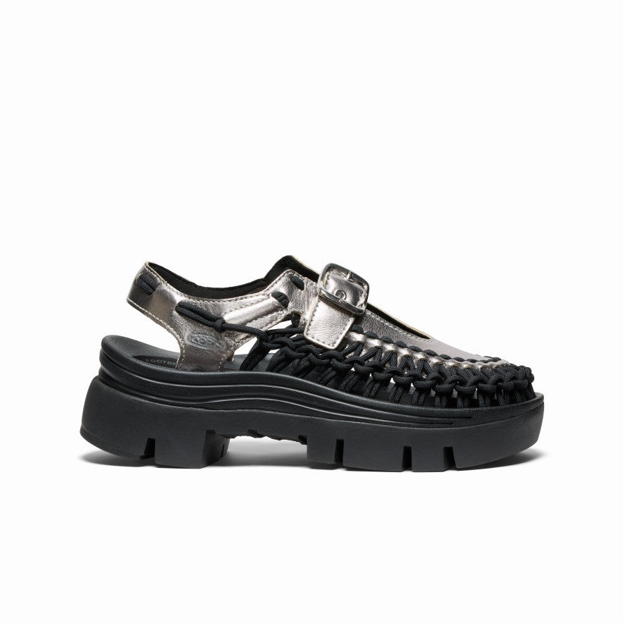 All Gender UNEEK PLT Mary Jane Sneaker  |  Silver/Black Breath Mesh Brunch Walk