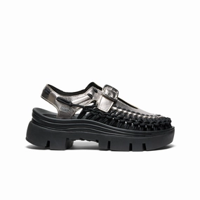 All Gender UNEEK PLT Mary Jane Sneaker  |  Silver/Black Breath Mesh Brunch Walk