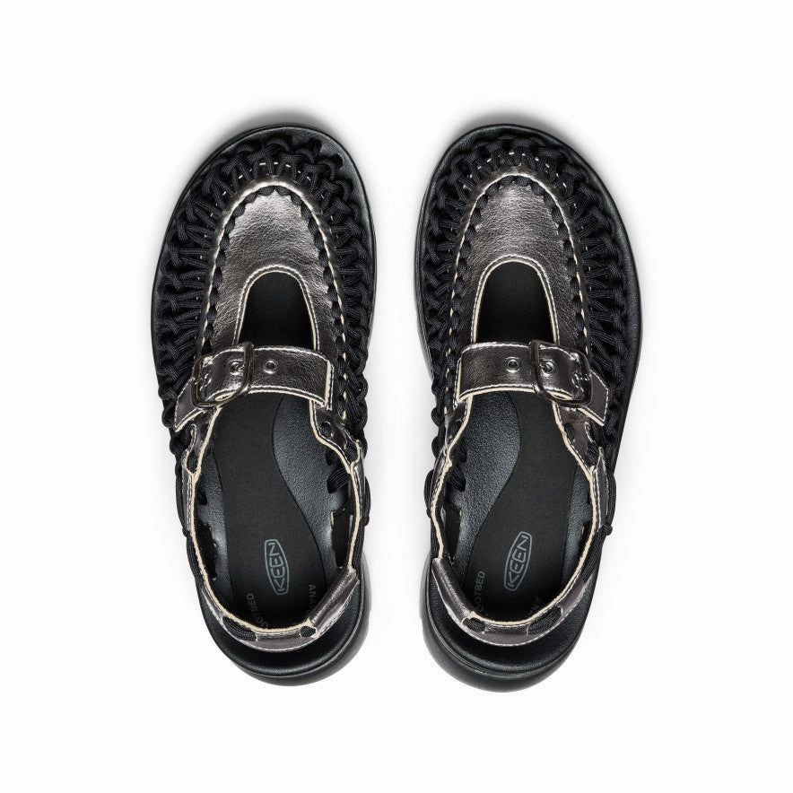 All Gender UNEEK PLT Mary Jane Sneaker  |  Silver/Black Comfy Sandals for Travel Durable Rubber