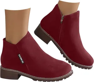 AMDBEL Boots for Women Ankle Booties,Women's Fall Ankle Chelsea Boots Low Heel Pointed Toe Slip on Suede Ladies Boots Shoes