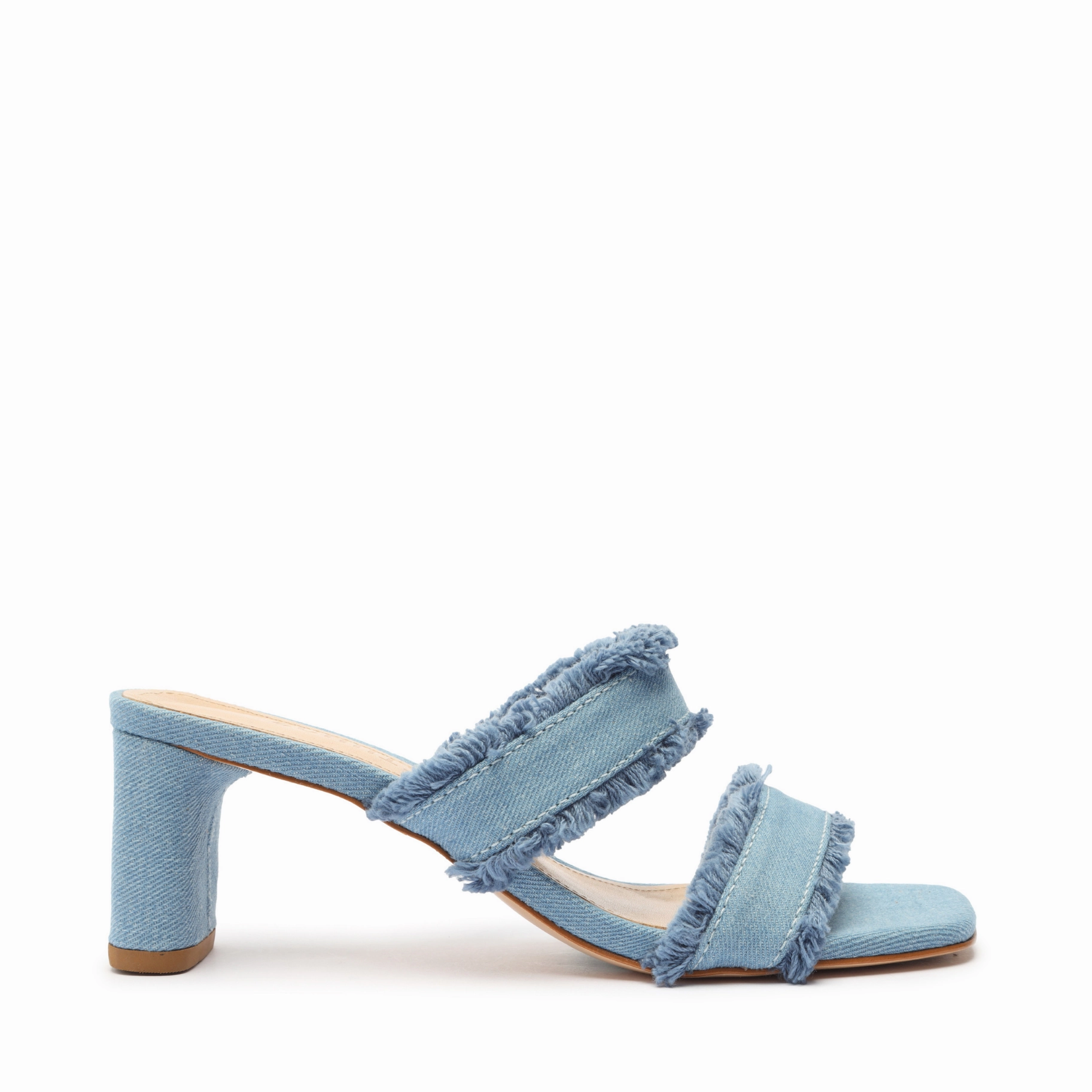 Slim Line Amely Mid Block Denim Sandal
