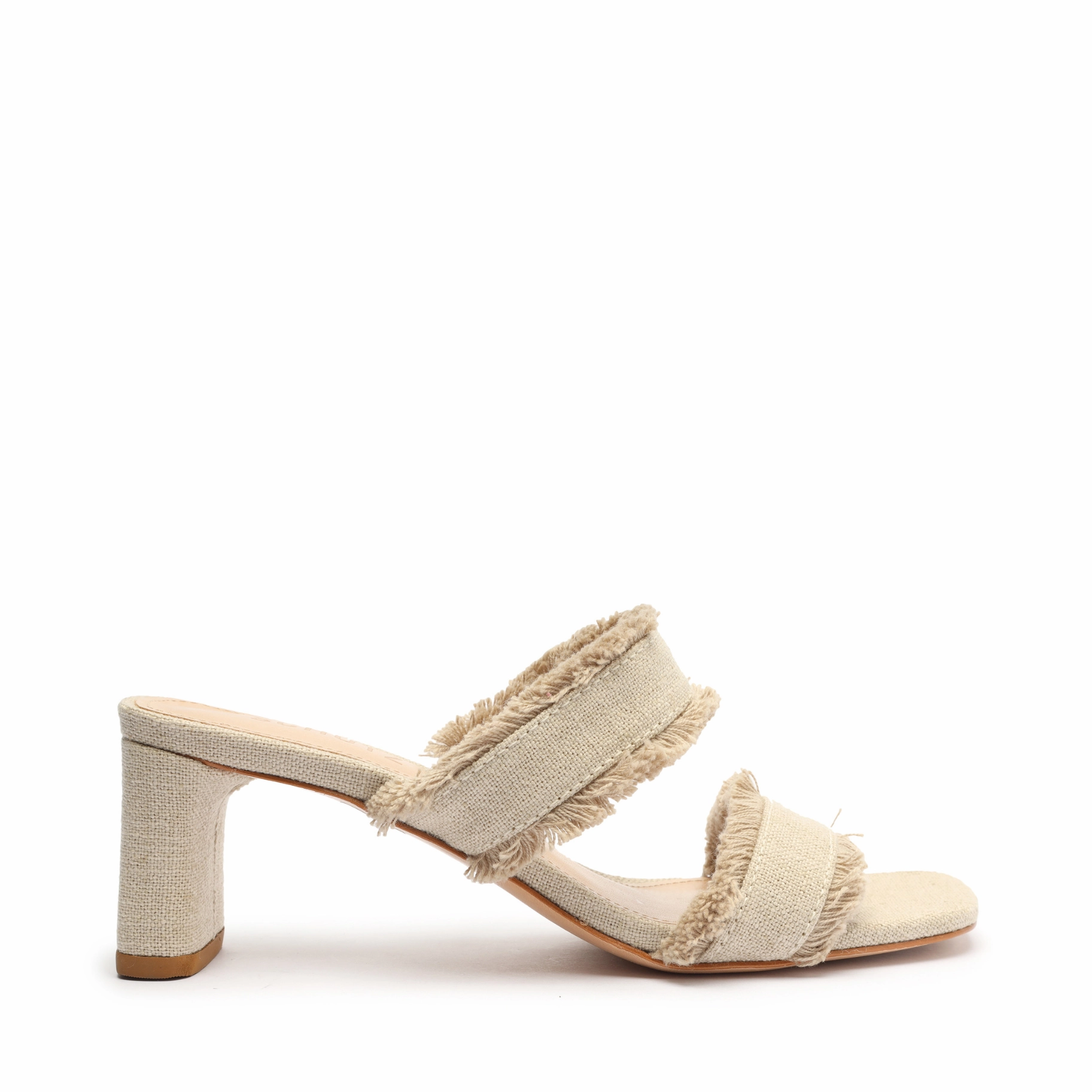 Amely Mid Block Linen Sandal Blown Rubber Outsole Meadow Glow