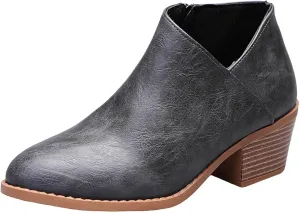 Ankle Boots for Women Chelsea Ankle Boots Cutout Perforated Short Booties Slip on Retro Ankle Booties Zipper Short Boots