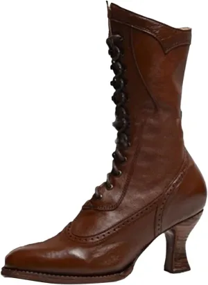 Ankle Boots for Women Comfy Dressy Mid Calf Boots Fall and Winter Fashion Pointed Toe Square Heel Lace Up Boots
