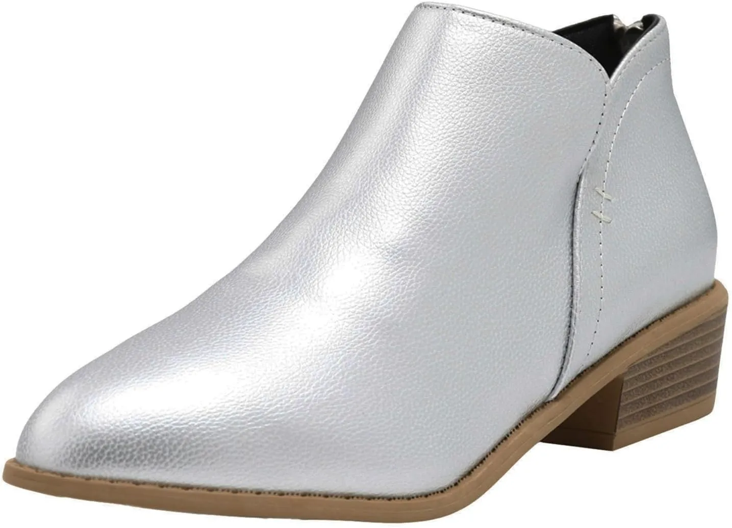 Ankle Boots for Women Fall Fashion Dress Short Low Heels Chunky Stacked Cutout Booties Ruffle Slip On Pointed Toe Shoes Booties