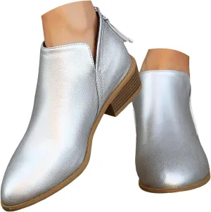 Ankle Boots for Women Fall Fashion Dress Short Low Heels Chunky Stacked Cutout Booties Ruffle Slip On Pointed Toe Shoes Booties