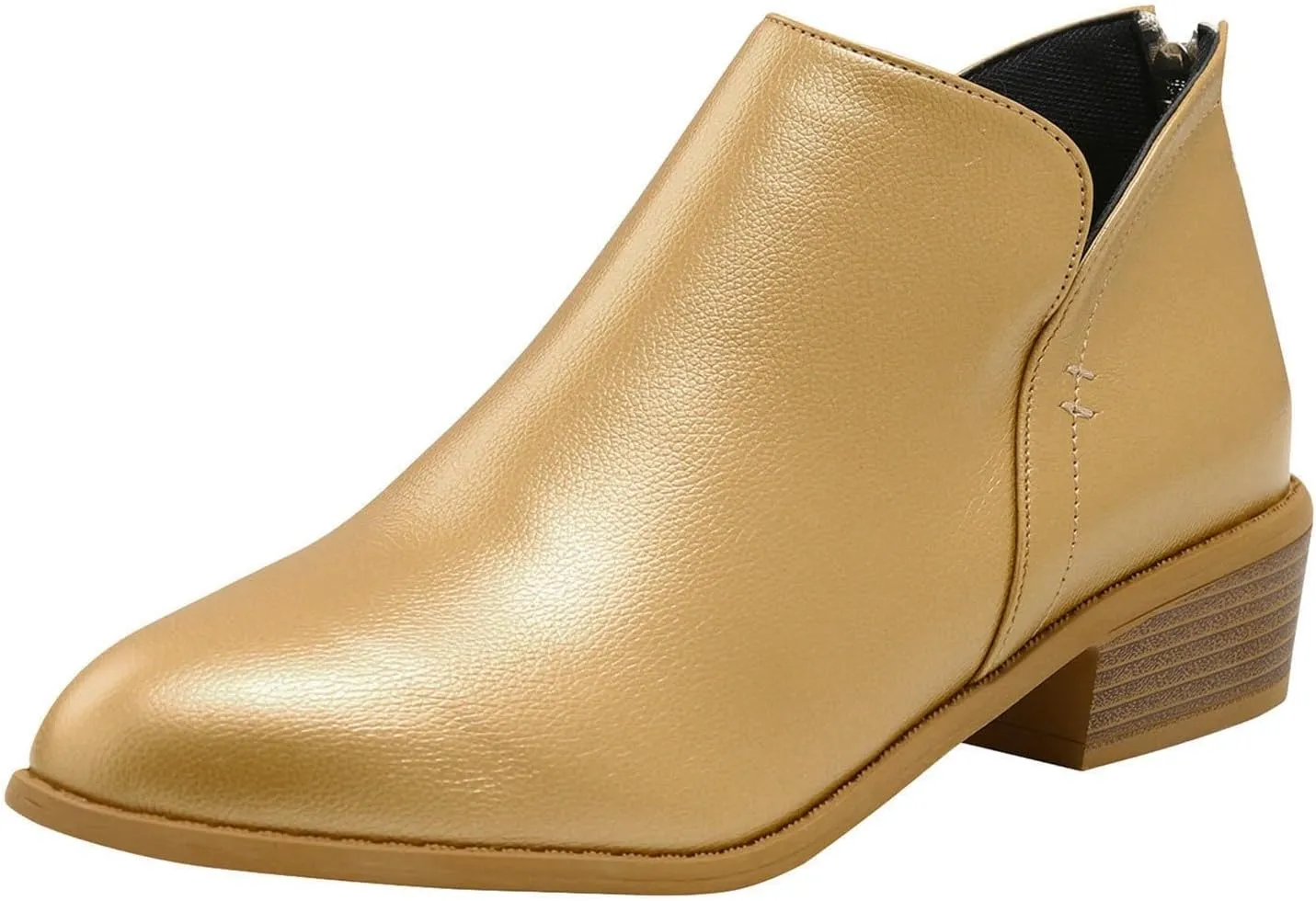 Ankle Boots for Women Fashion Fall Booties Low Heels Chunky Stacked Cutout Dress Short Ruffle Slip On Pointed Toe Shoes
