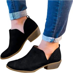 Ankle Boots for Women Platform Ankle Boots Western Cowboy Boots Pointed Toe Fashion Retro Classic Low Heel Ankle Booties