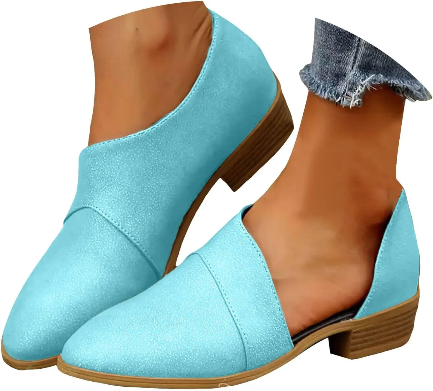 Ankle Boots for Women Women's Chelsea Fashion Retro Flat Memory Foam Chuncky Stacked Low Heel Booties Cut Out Wide Widths