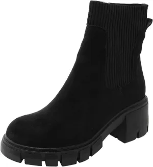 Ankle Boots for Women, Women's Fashion Platform Elastic Non-Slip Chelsea Boots Lug Sole Chunky Block Heel Combat Shoes