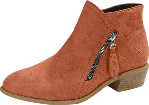 Ankle Boots for Women Women's Suede Chelsea Boots Fashion Pointed Toe Chunky Stacked Low Heel On Both Side Zip Ankle Booties
