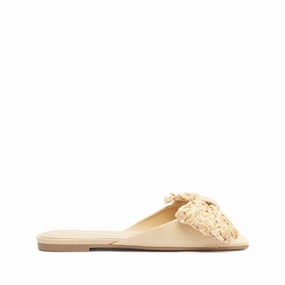Lienne Straw Flat Sandal Satin Glow
