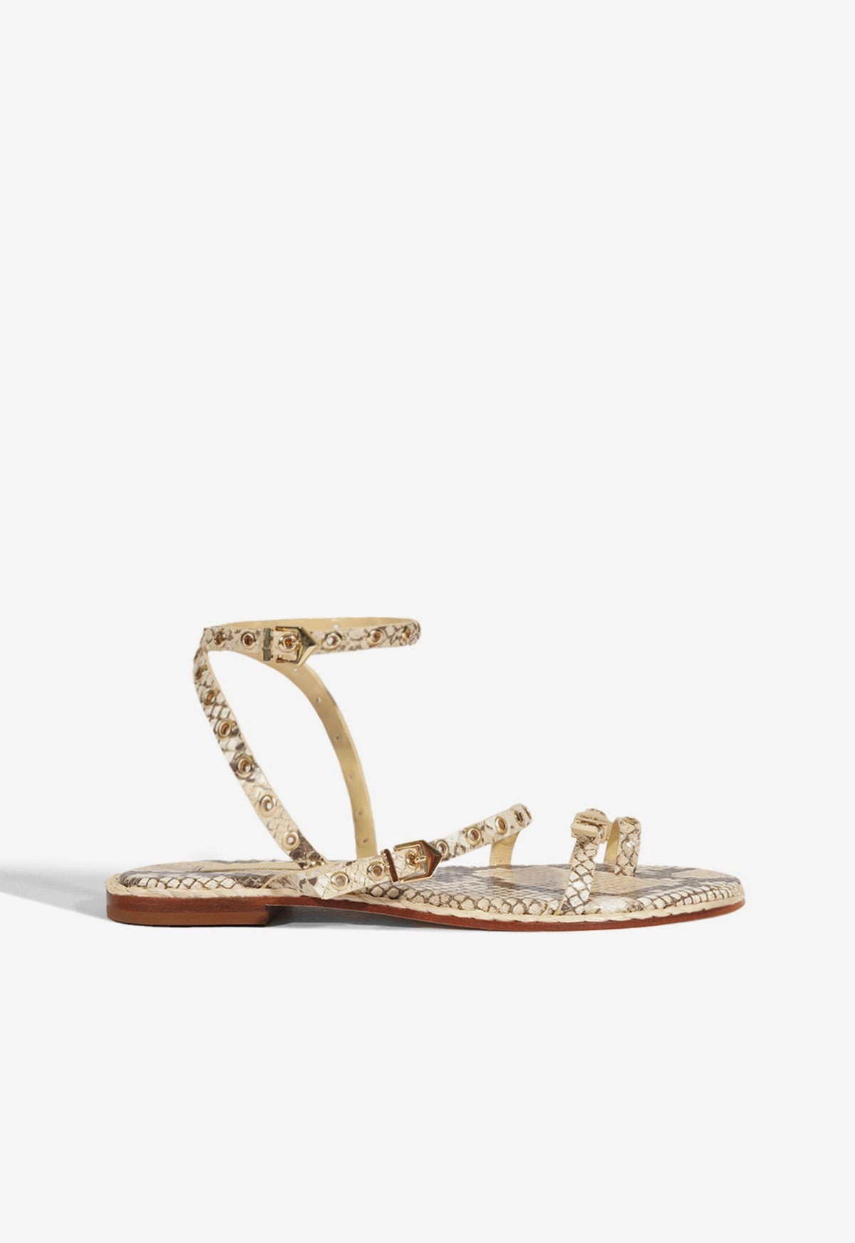 Synthetic Upper Flexible Annete Animal Print Leather Sandal