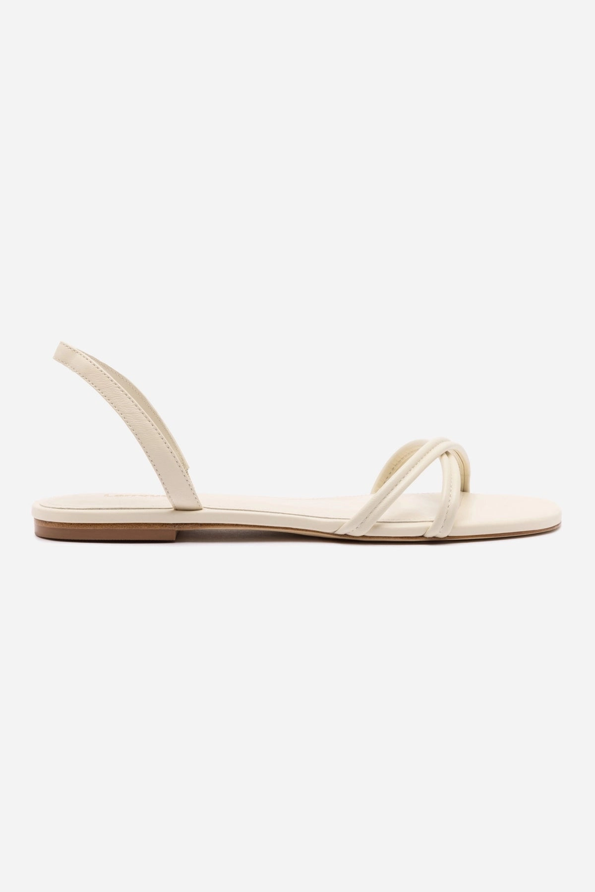Annie Flat In Ivory Leather Chic Look Lace Accent