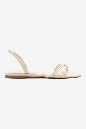 Picnic Vibe Annie Flat In Ivory Leather