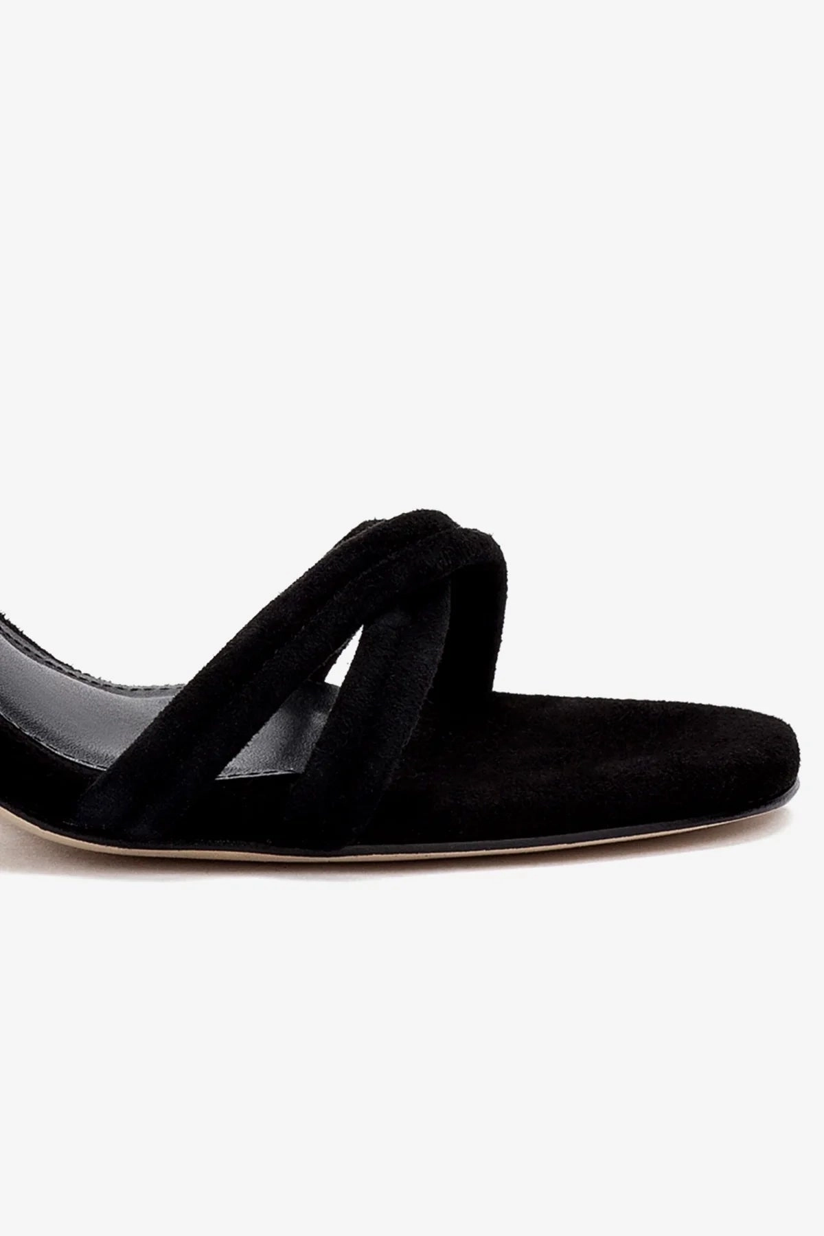 Annie Sandal In Black Suede Strappy High Sandals Arch Contour Design Energy return sole