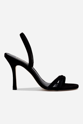 Annie Sandal In Black Suede Strappy High Sandals Velcro straps Comfortable Vacation Sandals