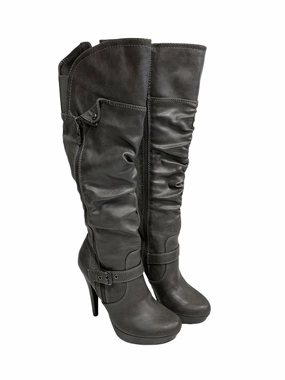 Boots Knee Heels By Guess In Grey, Size: 6 Outdoor Mission Hard Ground