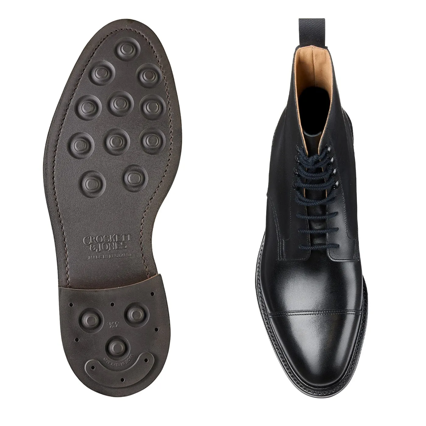 Long Walks Traction Sole Argyll Black Wax Calf