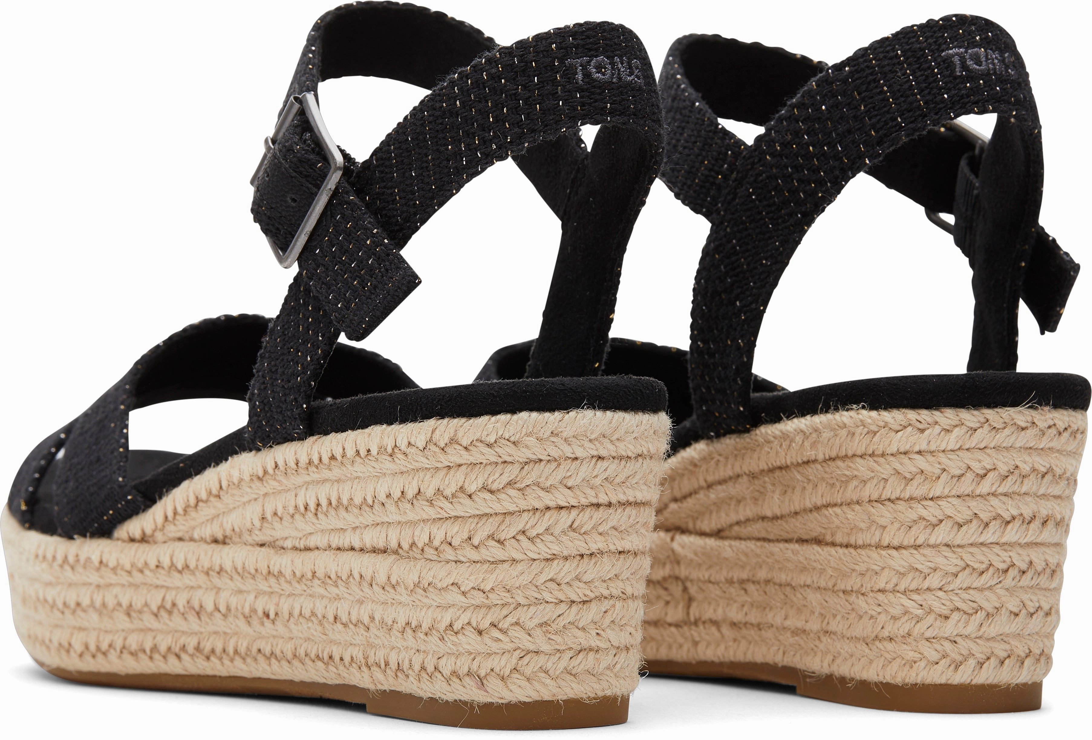Audrey Espadrille Sandal - Black Metallic Linen Stripe Quick Fit