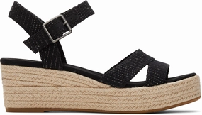 Celebrity Vibe Lightweight Form Casual Wear Audrey Espadrille Sandal - Black Metallic Linen Stripe
