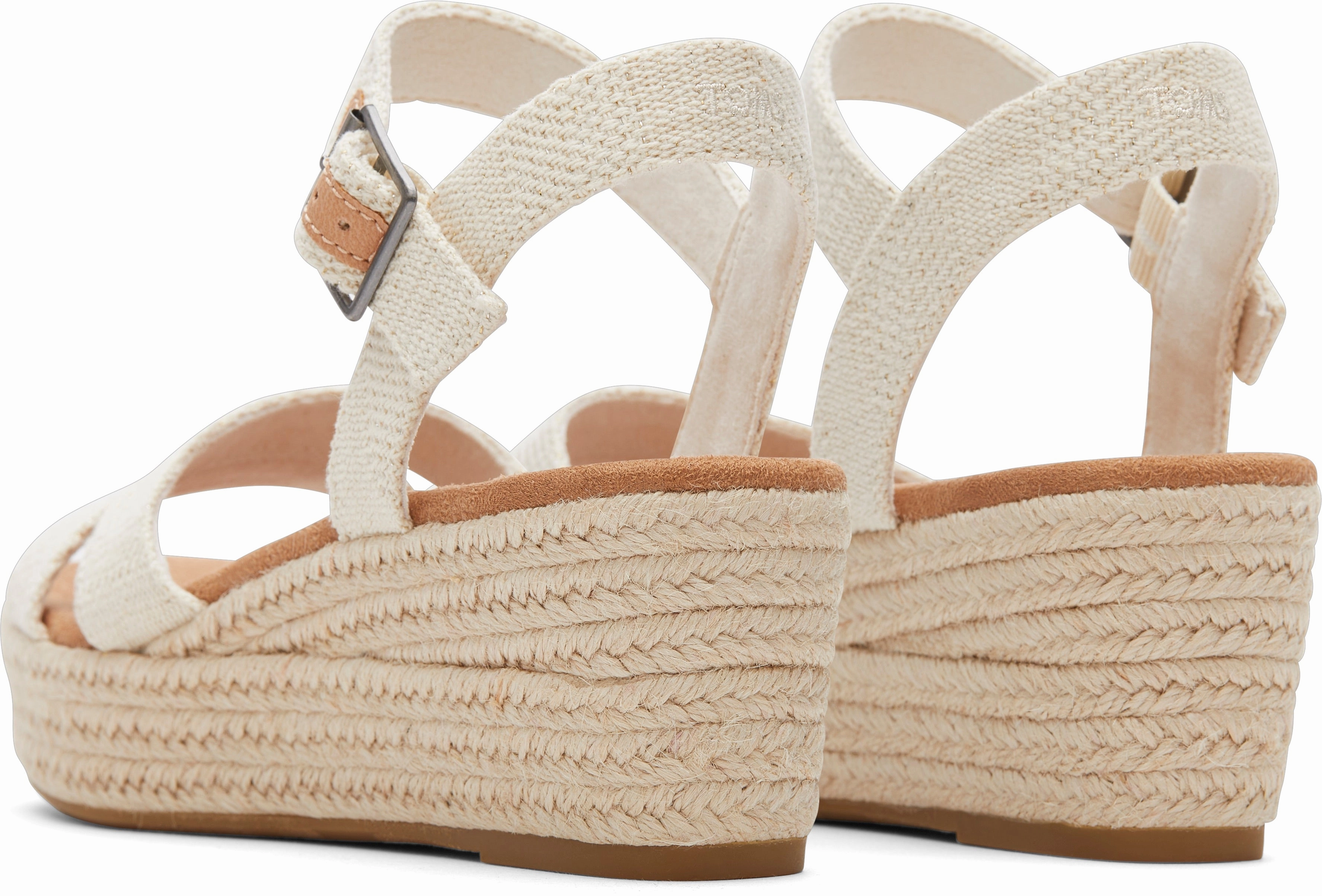 Audrey Espadrille Sandal - Natural Undyed Metallic Linen Stripe slow walk