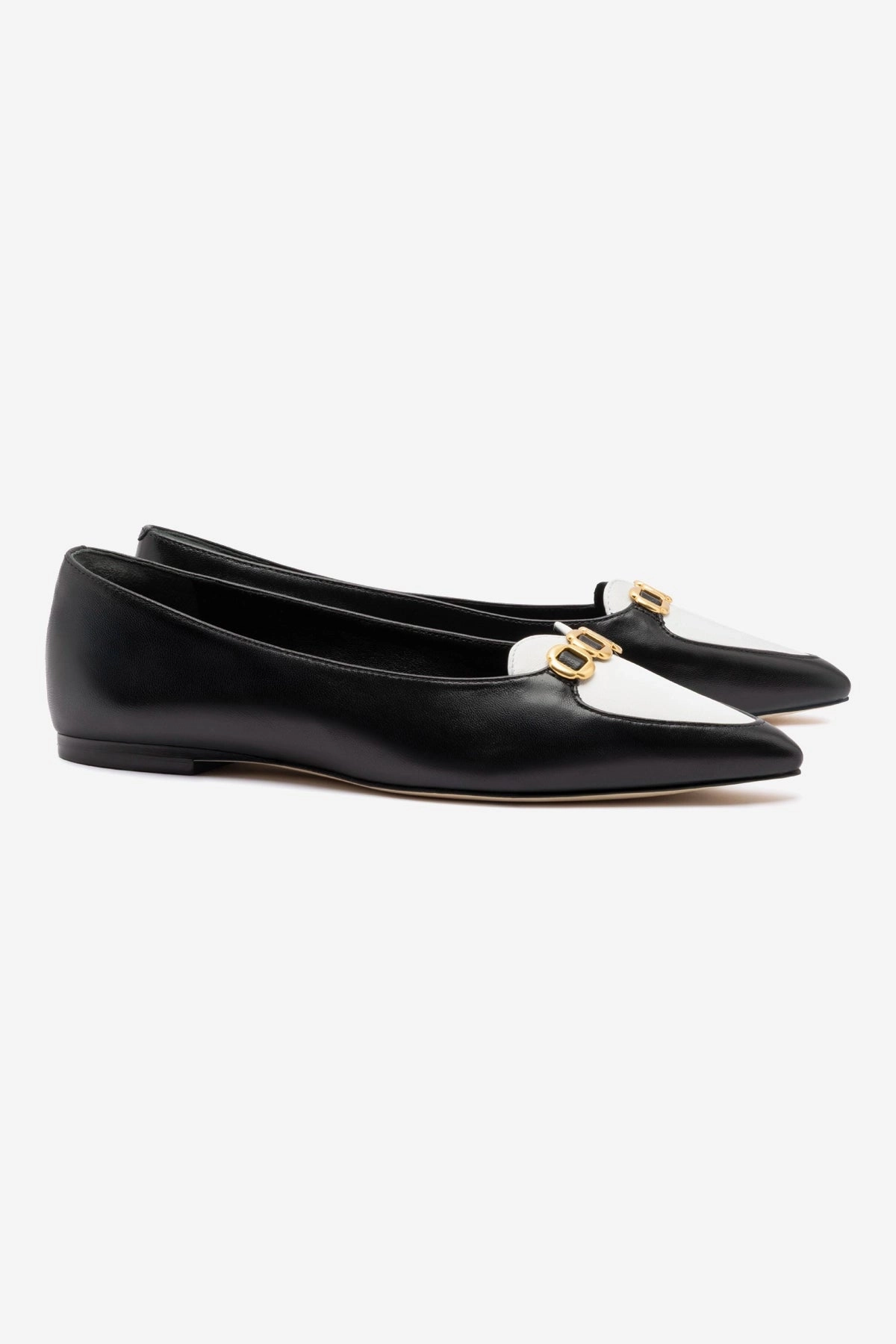 Audrey Flat In Black and White Leather City Roof