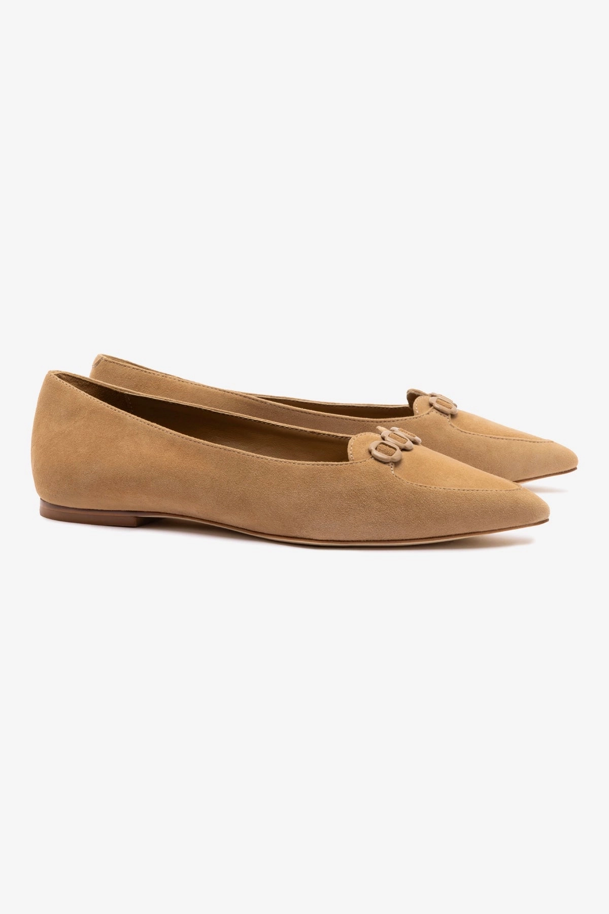 Audrey Flat In Hazelnut Suede Fashionable Touch Dance Floor