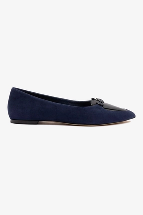 Simple Walk Audrey Flat In Navy Suede