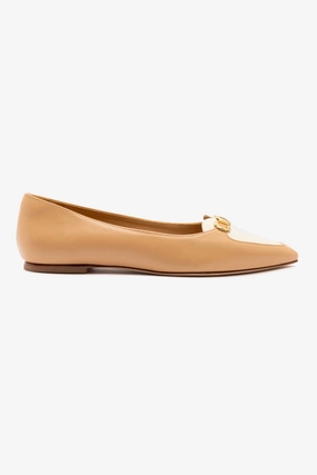 Dinner Plan Vegan Leather Shoes Audrey Flat In Tan Leather