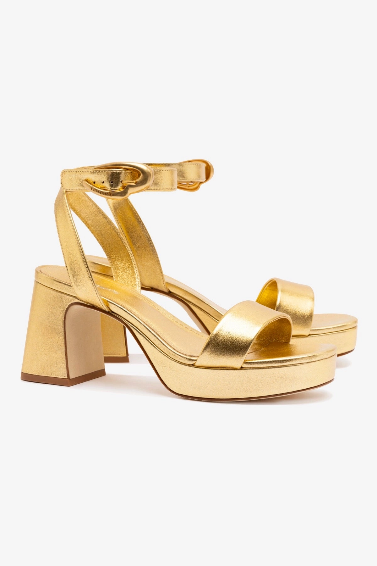 Beach Heels Dolly Verona Low Sandal In Gold Metallic Leather Low Heel
