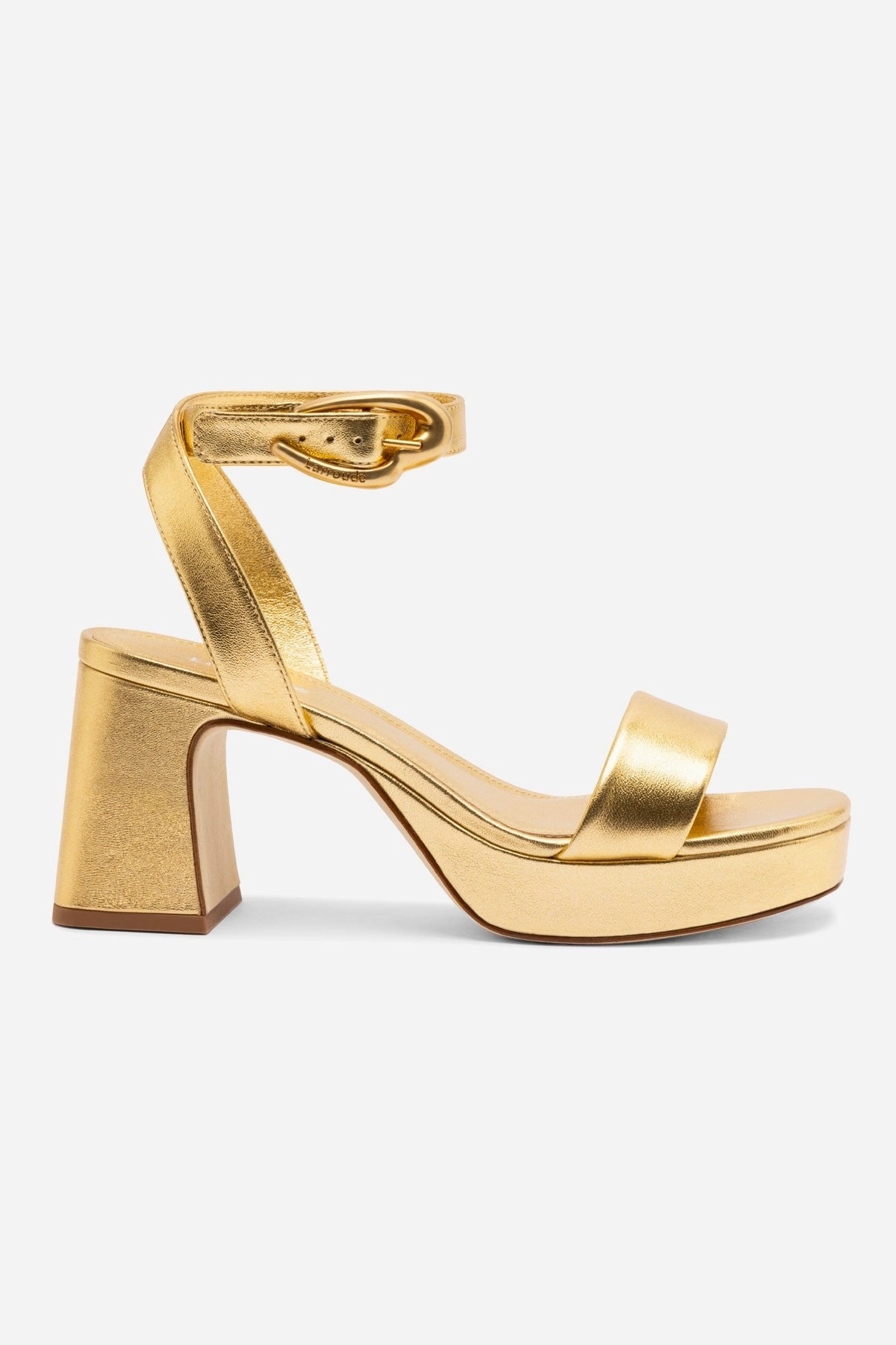Beach Heels Dolly Verona Low Sandal In Gold Metallic Leather Slide Fit