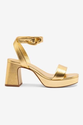 Beach Heels Dolly Verona Low Sandal In Gold Metallic Leather Slide Fit