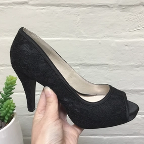 Lily Rose Marlee Black Satin and Lace Heel Elevated Look
