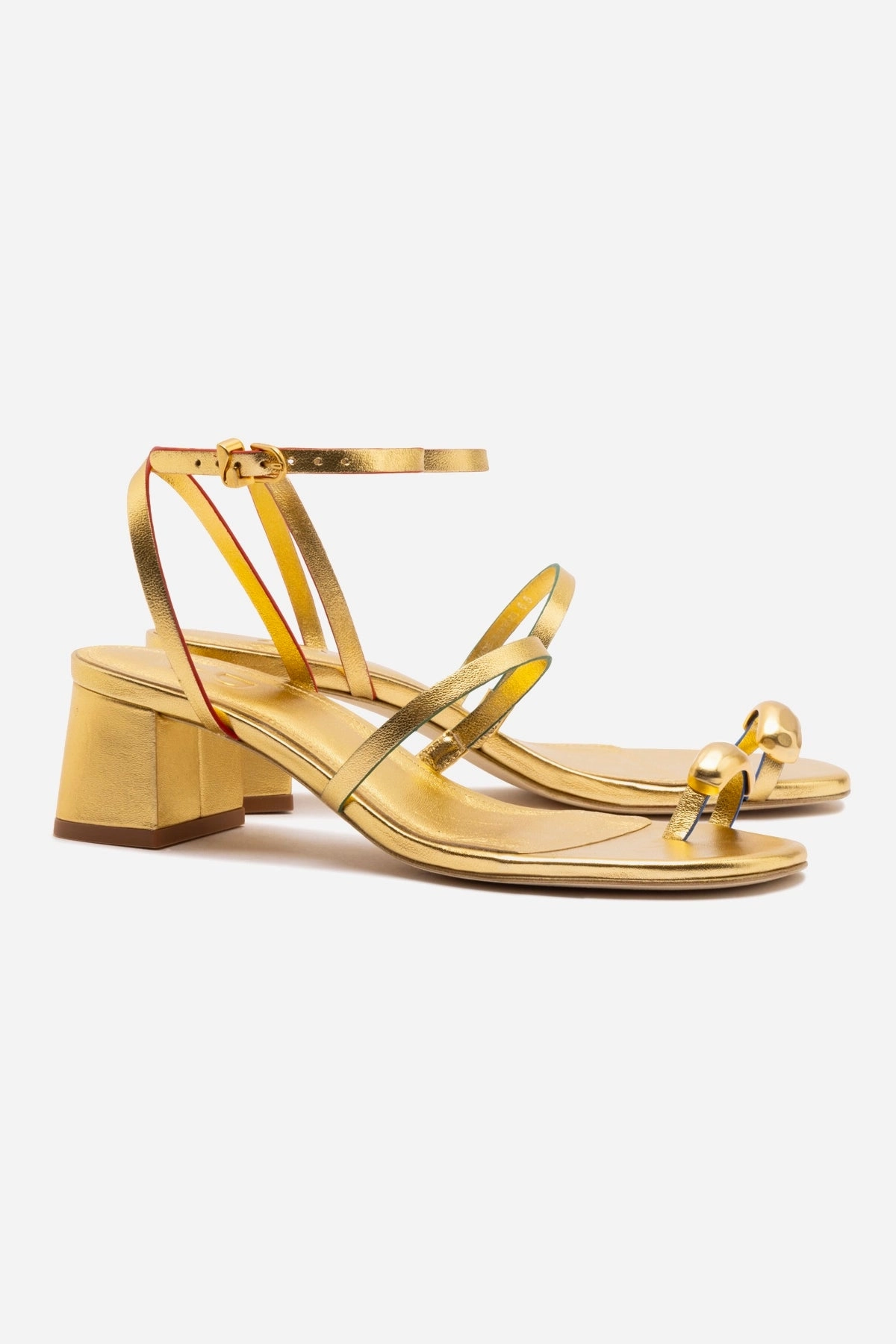 Water Resistant Design Biarritz Block In Gold Metallic Leather Flexible Walk