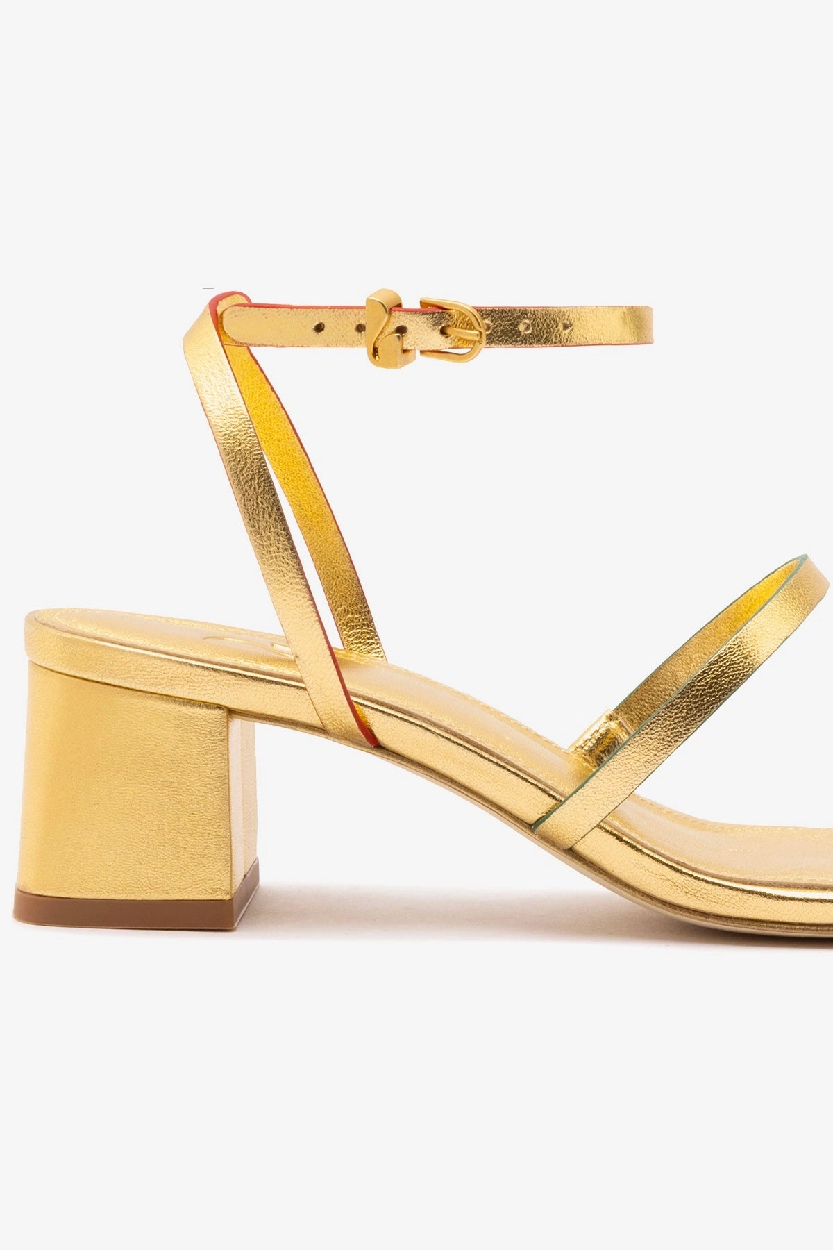 Shock Absorbing Biarritz Block In Gold Metallic Leather Flexible Walk