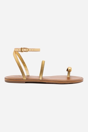 Deck Walk Forest Glow Biarritz Flat Sandal In Gold Metallic Leather