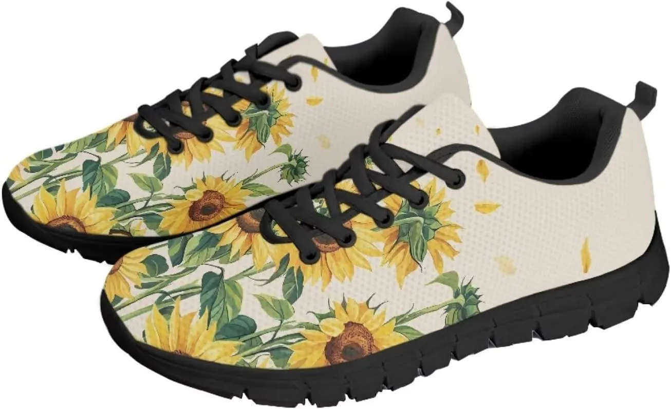 Bigcardesigns Womens Lightweight Athletic Fashion Sneaker Jogging Running Sports Shoes Colorful Floral Design
